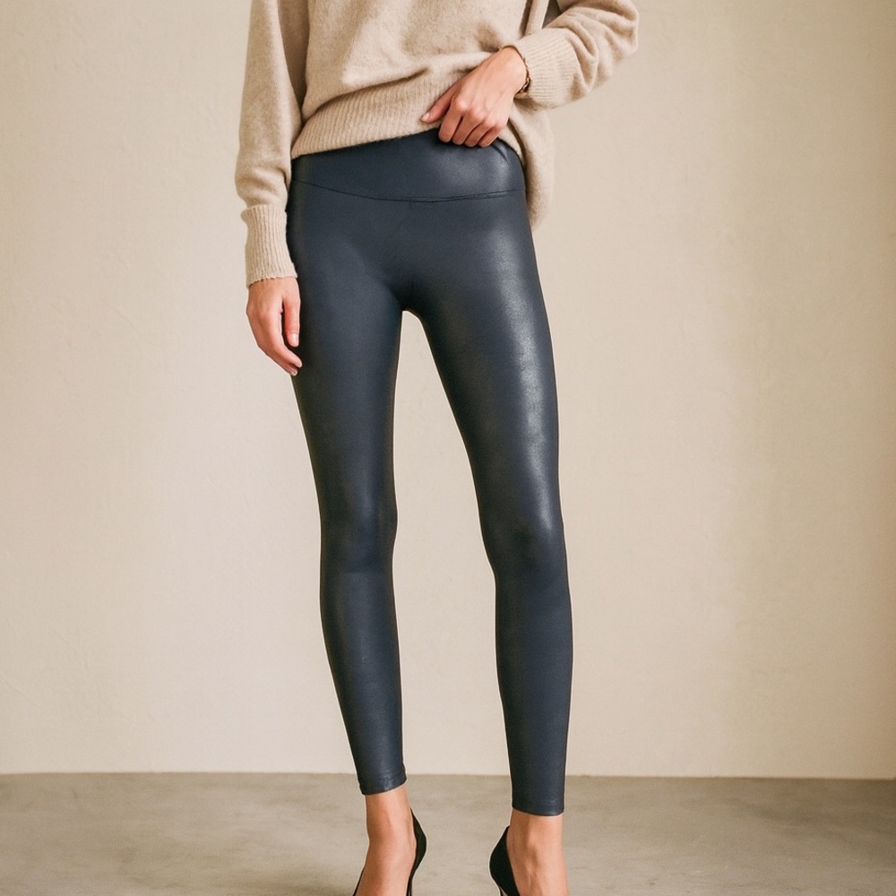 Spanx Navy Metallic Leggings Size Large
